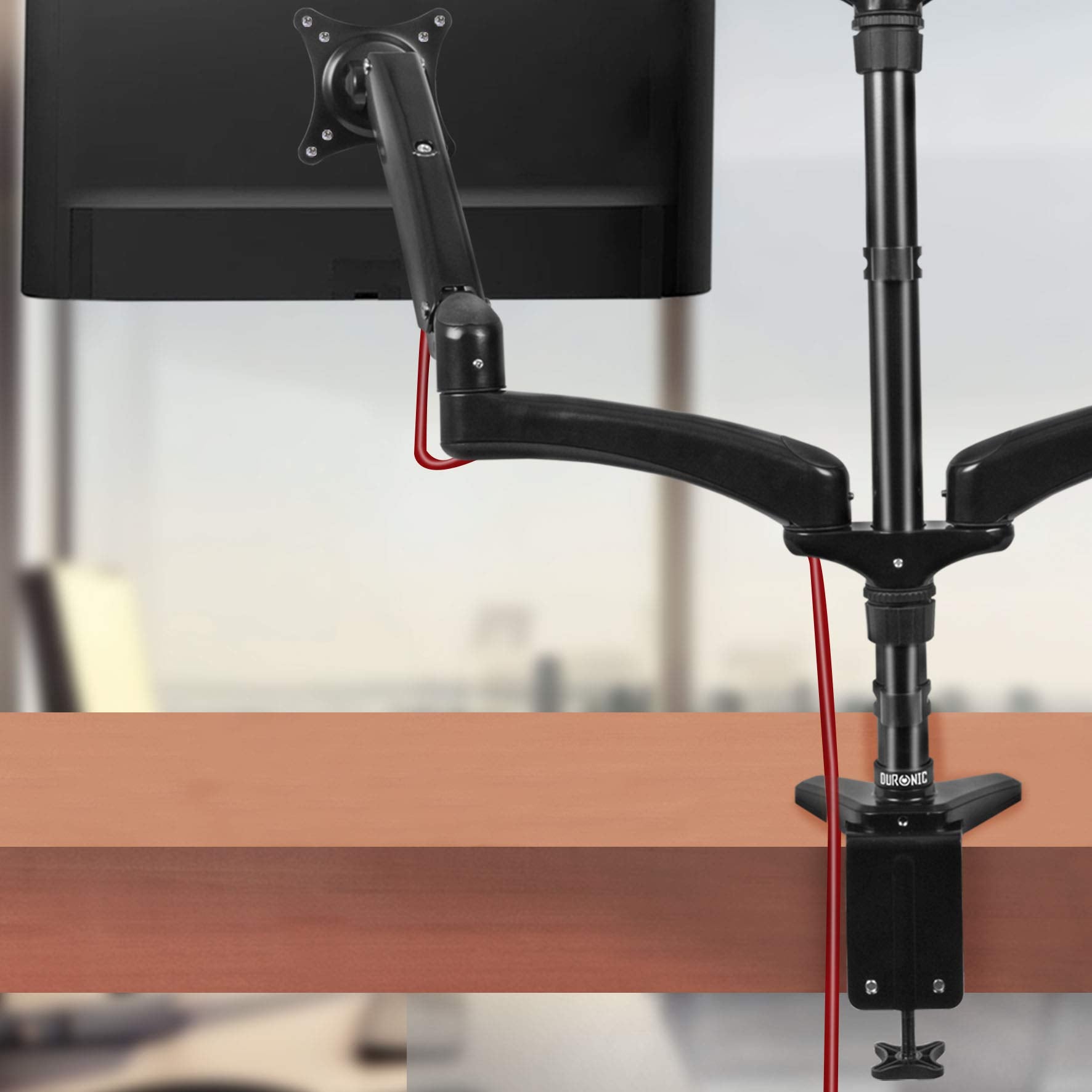 Zoomgoods Quad Monitor Arm Stand DM554 | Quadruple Spring PC Desk Mount | BLACK | Adjustable | For Four 15-27 LED LCD Screens | VESA 75/100 | Tilt -90°/+85°, Swivel 180°, Rotate 360°