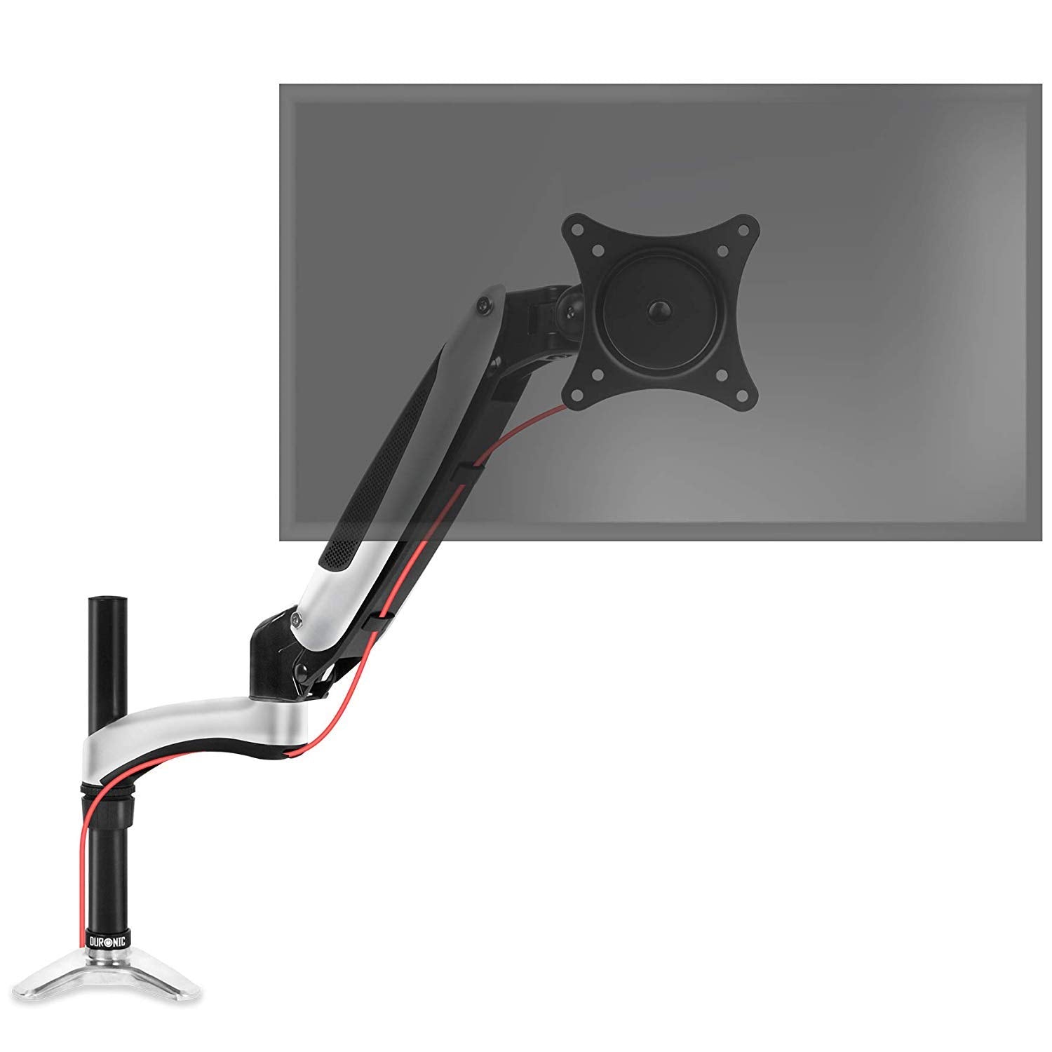 Zoomgoods Monitor Arm Stand DM651X2 | Single Gas-Powered PC Desk Mount | BLACK | Height Adjustable | For One 15-27 LED LCD Screen | VESA 75/100 | 8kg Capacity | Tilt -90°/+85°,Swivel 180°,Rotate 360°