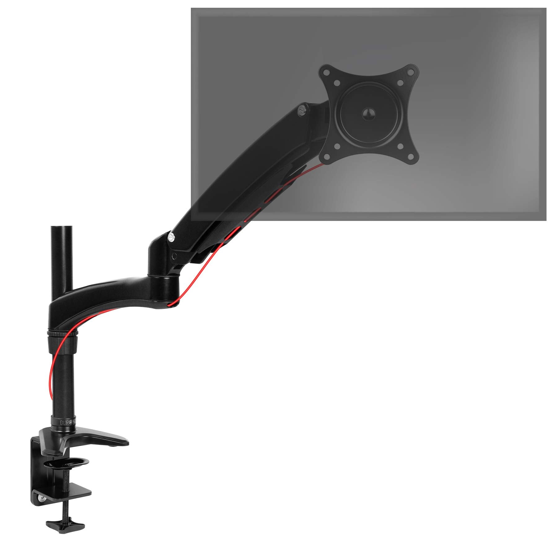 Zoomgoods Monitor Arm Stand DM551X2 | Single PC Desk Mount | BLACK | Aluminium | Height Adjustable | For One 15-27 LED LCD Screen | VESA 75/100 | 7.8kg Capacity | Tilt -90°/+85°,Swivel 180°,Rotate 360°