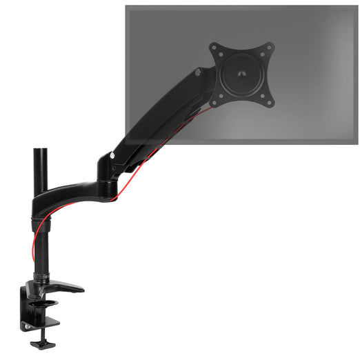 Zoomgoods Monitor Arm Stand DM551X2 | Single PC Desk Mount | BLACK | Aluminium | Height Adjustable | For One 15-27 LED LCD Screen | VESA 75/100 | 7.8kg Capacity | Tilt -90°/+85°,Swivel 180°,Rotate 360°