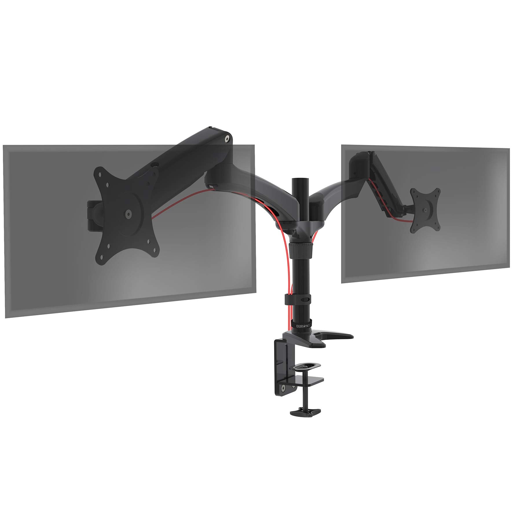 Zoomgoods Monitor Arm Stand DM552 | Dual PC Desk Mount | BLACK | Aluminium | Height Adjustable | For Two 15-27 LED LCD Screen | VESA 75/100 | 7.8kg Capacity | Tilt -90°/+85°,Swivel 180°,Rotate 360°