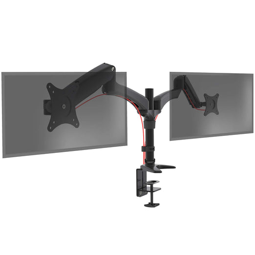 Zoomgoods Monitor Arm Stand DM552 | Dual PC Desk Mount | BLACK | Aluminium | Height Adjustable | For Two 15-27 LED LCD Screen | VESA 75/100 | 7.8kg Capacity | Tilt -90°/+85°,Swivel 180°,Rotate 360°