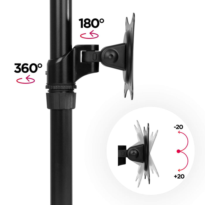 Zoomgoods Monitor Arm Stand DM451X1 | Single PC Desk Mount | Aluminium | Height Adjustable | For One 15-27 LED LCD Screen | VESA 75/100 | 13kg Per Screen | Tilt -20°/-20°, Rotate 360°…