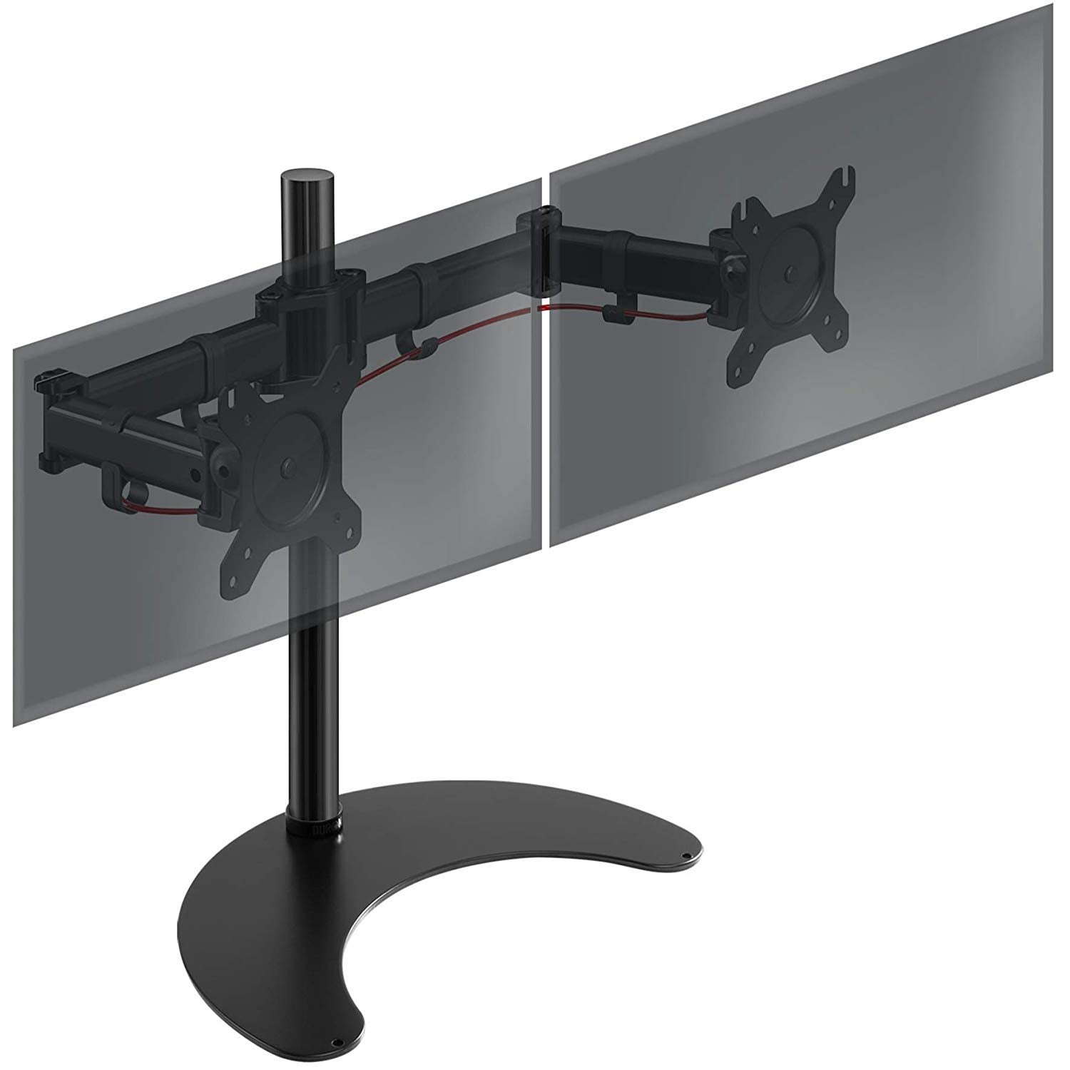 Zoomgoods Dual Monitor Arm Stand Desk Mount DM25D2, For Two 13-27 Inch LED LCD PC Computer or TV Screens, Freestanding Double Bracket, Tilt Swivel Rotate - Black