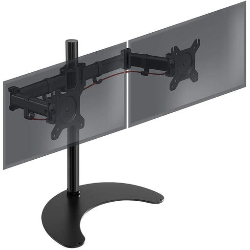 Zoomgoods Dual Monitor Arm Stand Desk Mount DM25D2, For Two 13-27 Inch LED LCD PC Computer or TV Screens, Freestanding Double Bracket, Tilt Swivel Rotate - Black