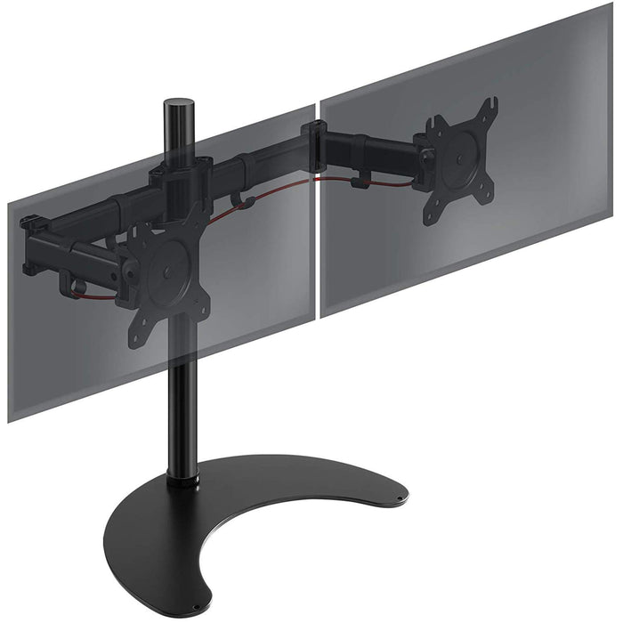 Zoomgoods Dual Monitor Arm Stand Desk Mount DM25D2, For Two 13-27 Inch LED LCD PC Computer or TV Screens, Freestanding Double Bracket, Tilt Swivel Rotate - Black