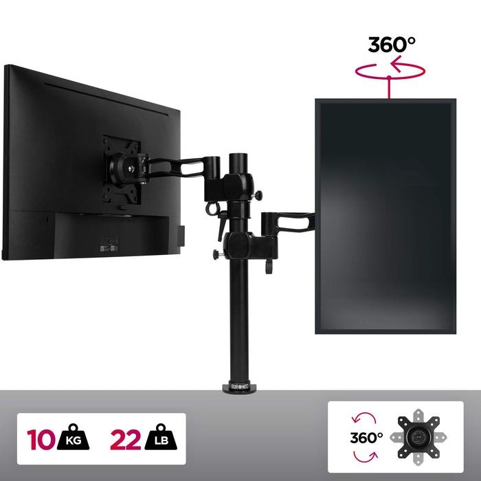 Zoomgoods Monitor Arm Single DM351X2 Height Adjustable Monitor Riser Clamp for 13-27” Screens Monitor Stand with VESA 75 100 Desk Monitor Mount with 10kg Capacity for Home Office Work Gaming