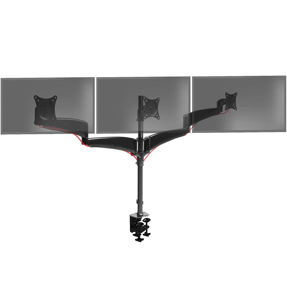 Zoomgoods Monitor Arm Stand DM453 Triple PC Desk Mount Solid Steel Height Adjustable For Three 15-27 LED LCD Screens VESA 75/100 - 10kg Per Screen  Tilt -90°/-45°, Rotate 360°
