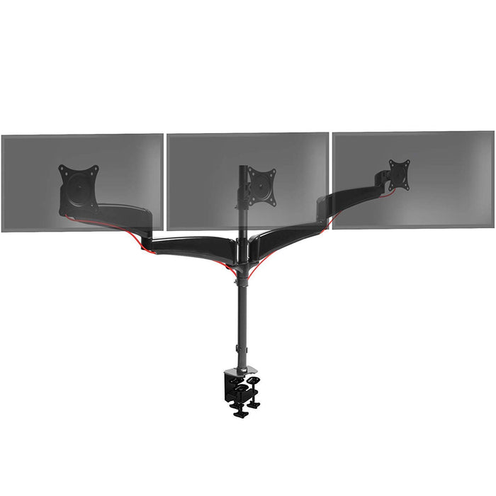 Zoomgoods Monitor Arm Stand DM453 Triple PC Desk Mount Solid Steel Height Adjustable For Three 15-27 LED LCD Screens VESA 75/100 - 10kg Per Screen  Tilt -90°/-45°, Rotate 360°