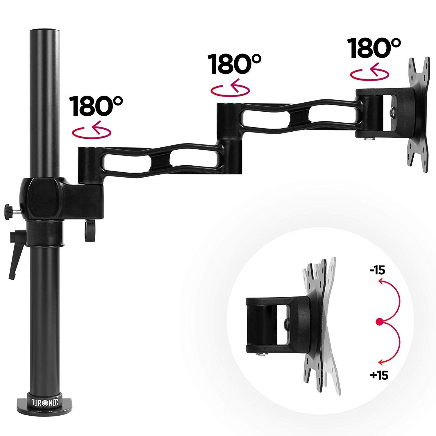 Zoomgoods Monitor Arm Single DM351X3 BK Height Adjustable Monitor Riser Clamp for 13-27” Screens Monitor Stand with VESA 75 100 Desk Monitor Mount with 10kg Capacity for Home Office Work Gaming