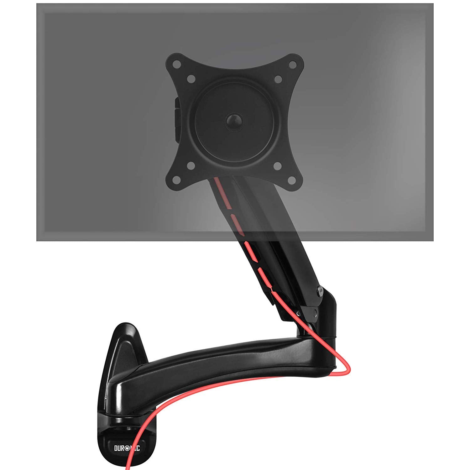 Zoomgoods Monitor Arm Wall Mount DM55W1X2 | Bracket for Single PC Computer Screen | Aluminium | For One 15”-27” LED LCD TV Television | VESA 75/100 Fixing | Tilt +85°/-90°, Swivel 180°, Rotate 360°