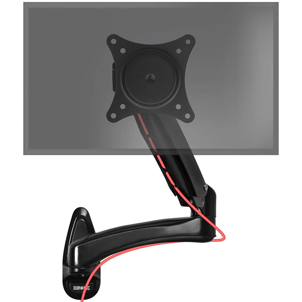 Zoomgoods Monitor Arm Wall Mount DM55W1X2 | Bracket for Single PC Computer Screen | Aluminium | For One 15”-27” LED LCD TV Television | VESA 75/100 Fixing | Tilt +85°/-90°, Swivel 180°, Rotate 360°