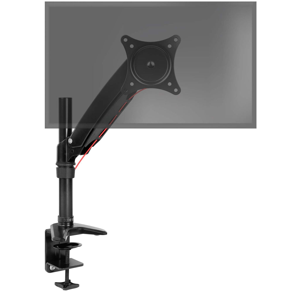 Zoomgoods Monitor Arm Stand DM551X1 | Single PC Desk Mount | BLACK | Aluminium | Height Adjustable | For One 15-27 LED LCD Screen | VESA 75/100 | 7.8kg Capacity | Tilt -90°/+85°,Swivel 180°,Rotate 360°