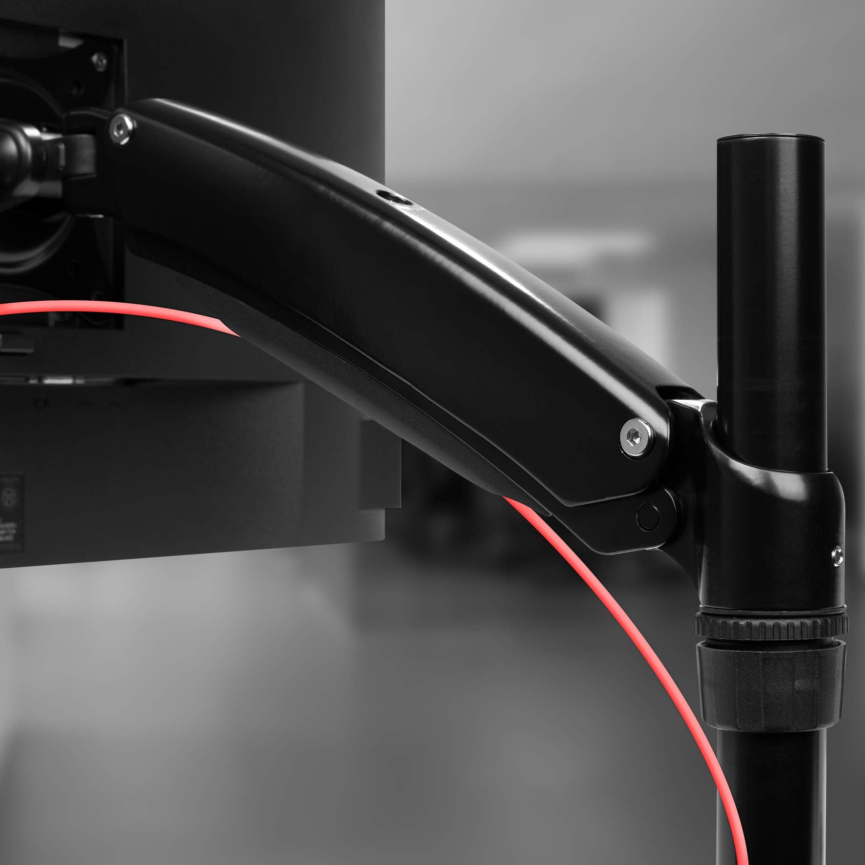 Zoomgoods Monitor Arm Stand DM553 | Triple PC Desk Mount | BLACK | Aluminium | Height Adjustable | For Three 15-27 LED LCD Screen | VESA 75/100 | 5kg Capacity | Tilt -90°/+85°,Swivel 180°,Rotate 360°