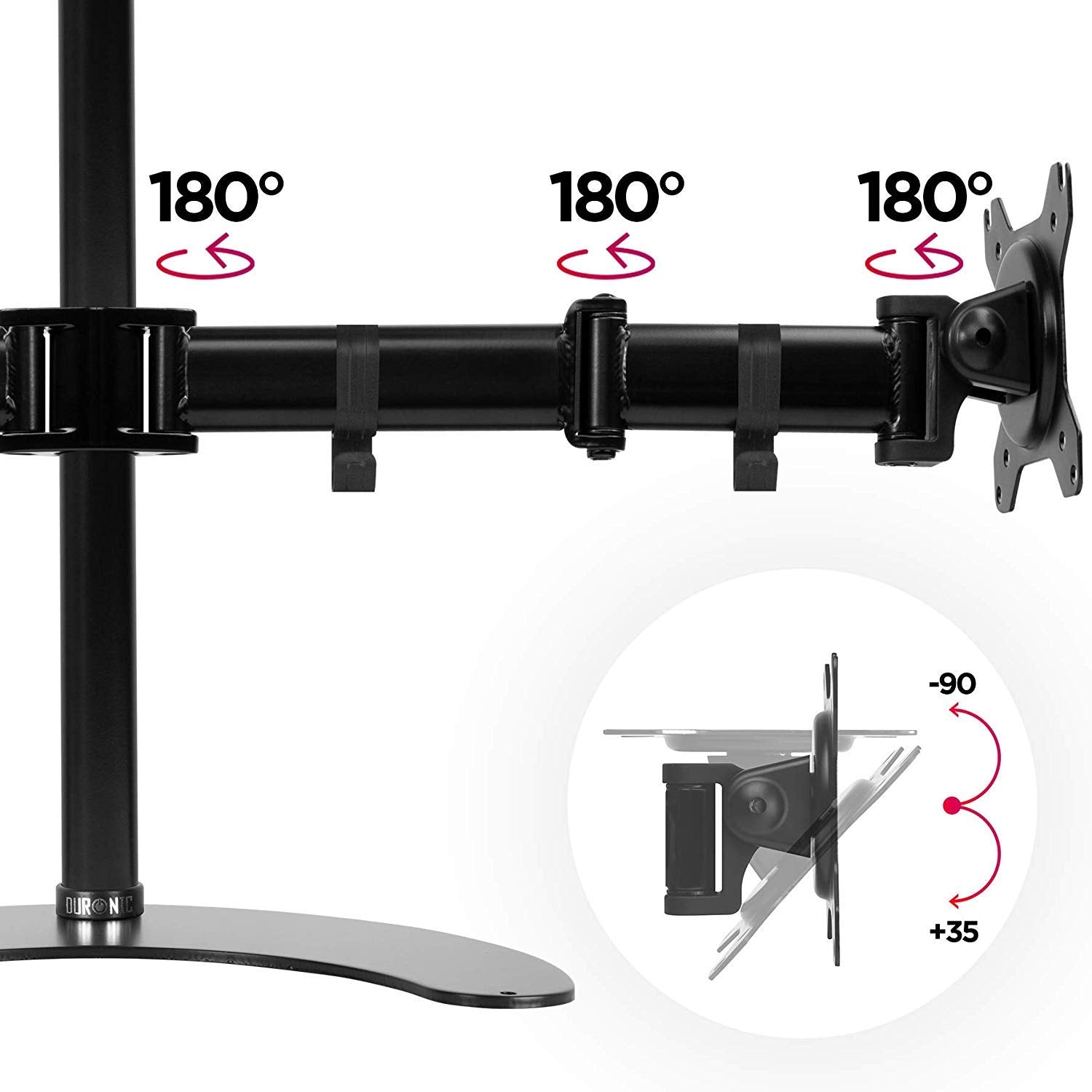 Zoomgoods Dual Monitor Arm Stand Desk Mount DM25D2, For Two 13-27 Inch LED LCD PC Computer or TV Screens, Freestanding Double Bracket, Tilt Swivel Rotate - Black