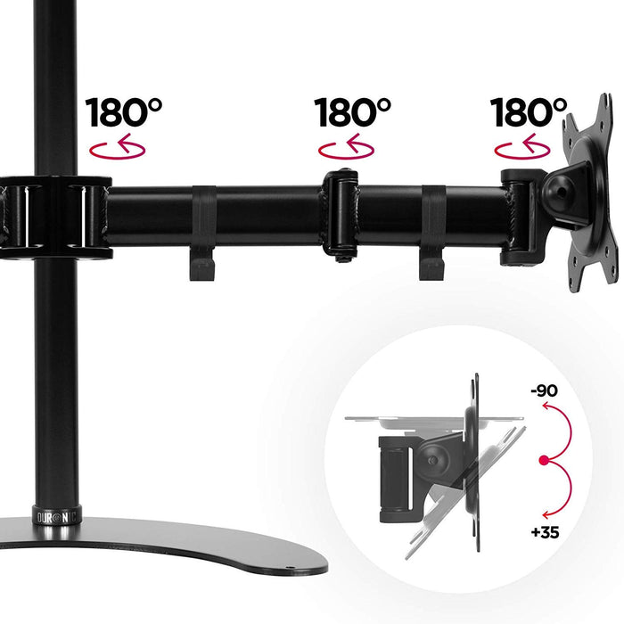 Zoomgoods Dual Monitor Arm Stand Desk Mount DM25D2, For Two 13-27 Inch LED LCD PC Computer or TV Screens, Freestanding Double Bracket, Tilt Swivel Rotate - Black