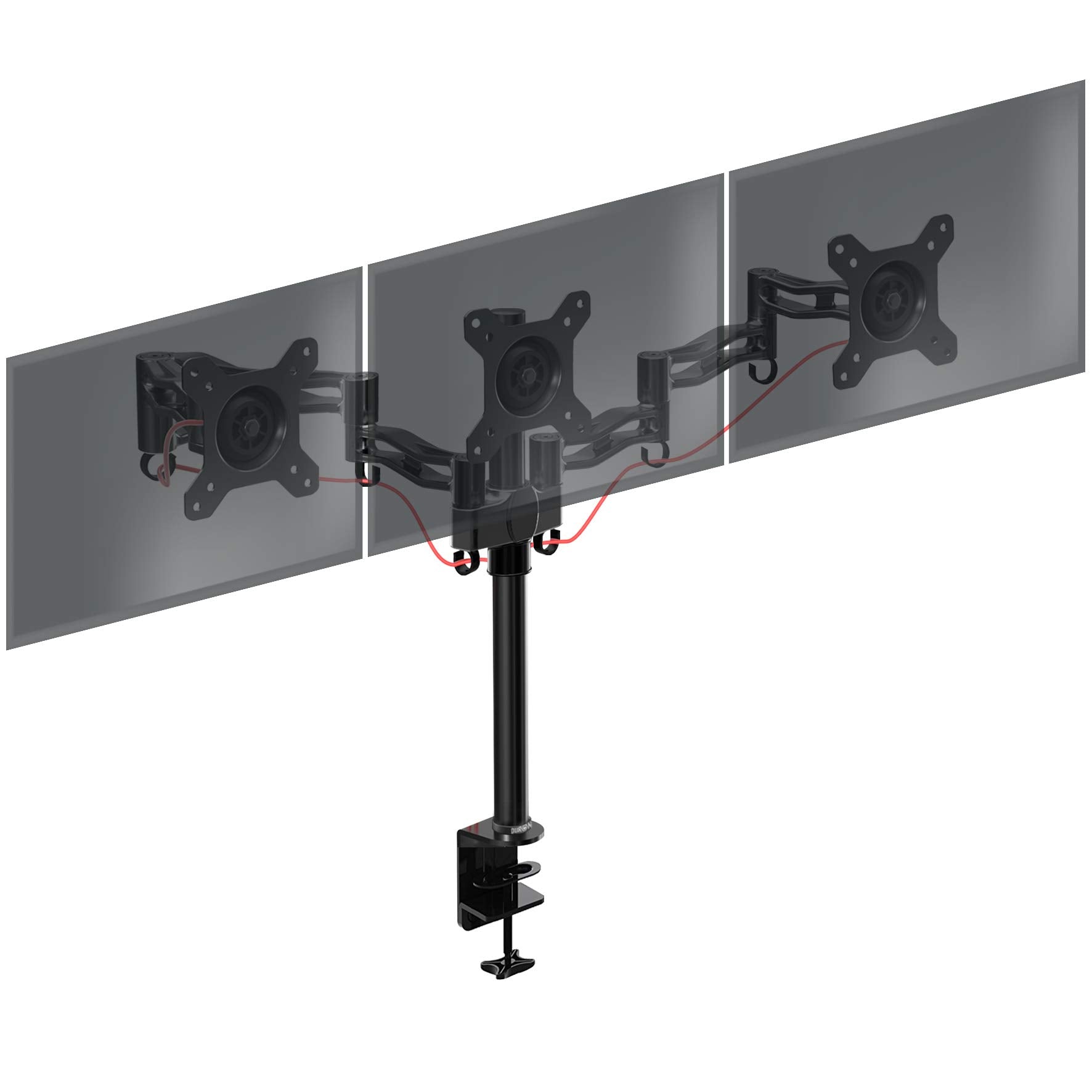 Zoomgoods Triple Monitor Arm Stand DM353, Triple Monitor Stand Adjustable PC Desk Mount for 13-22” Screens 3 Monitor Mount with VESA 75 100 and 8kg Capacity for Home Office Work