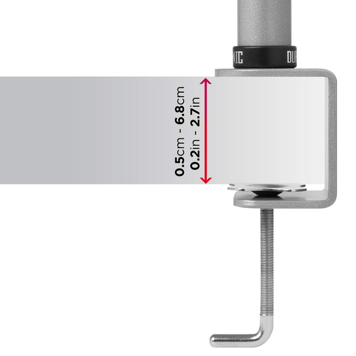 Zoomgoods Dual Monitor Stand DM352 SR Double Monitor Arm Silver Twin Riser Two Mount for 13-27” Computer Screen 2 Height Adjustable Clamp Stands for PC Gaming Work Desk Home & Office Studio, VESA 75 100