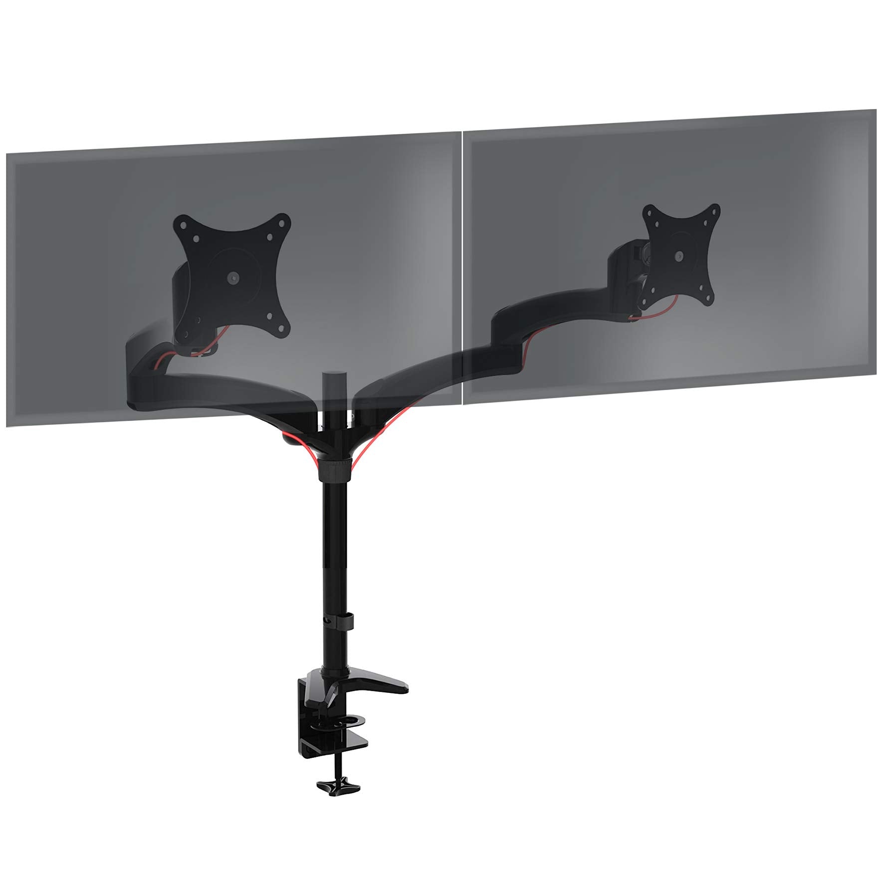 Zoomgoods Monitor Arm Stand DM452 | Double PC Desk Mount | Aluminium | Height Adjustable | For Two 15-27 LED LCD Screens | VESA 75/100 | 8kg Per Screen | Tilt -90°/-45°, Rotate 360°