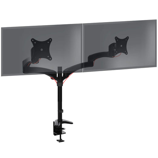 Zoomgoods Monitor Arm Stand DM452 | Double PC Desk Mount | Aluminium | Height Adjustable | For Two 15-27 LED LCD Screens | VESA 75/100 | 8kg Per Screen | Tilt -90°/-45°, Rotate 360°