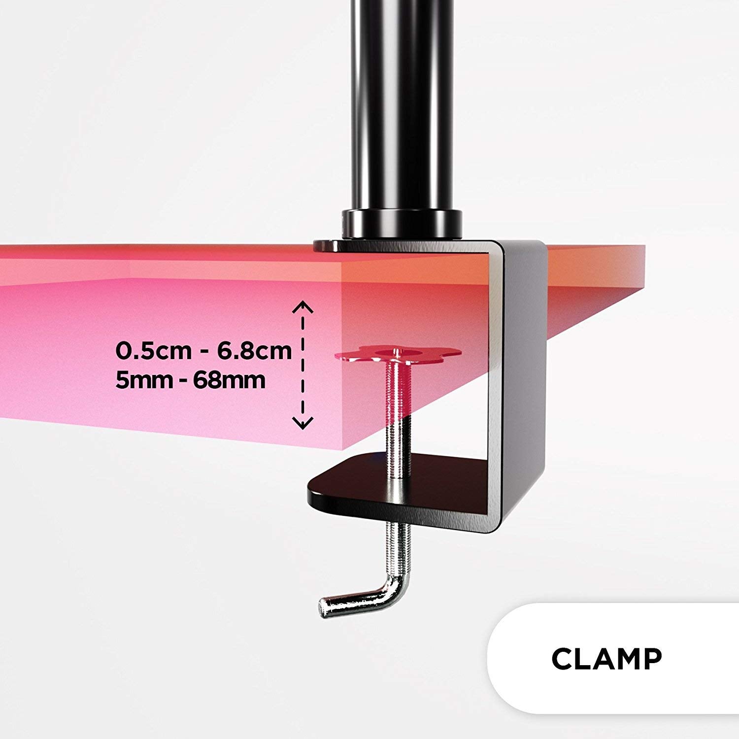 Zoomgoods Quad Monitor Arm Stand DM554 | Quadruple Spring PC Desk Mount | BLACK | Adjustable | For Four 15-27 LED LCD Screens | VESA 75/100 | Tilt -90°/+85°, Swivel 180°, Rotate 360°