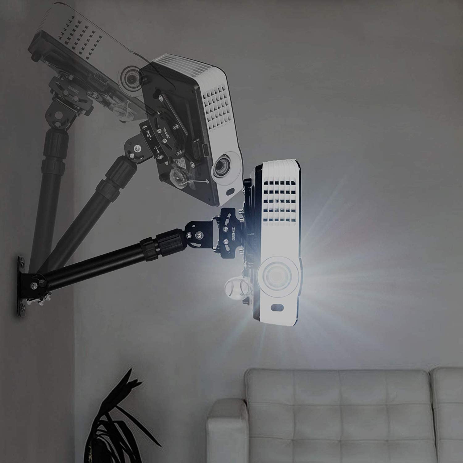 Zoomgoods PB04XL Projector Mount | Projector Ceiling Mount | Universal Wall Mount | Bracket for Video Projector | Rotatable and Swivelling | Home Cinema | Load Capacity up to 13.6 kg | 360° Rotation