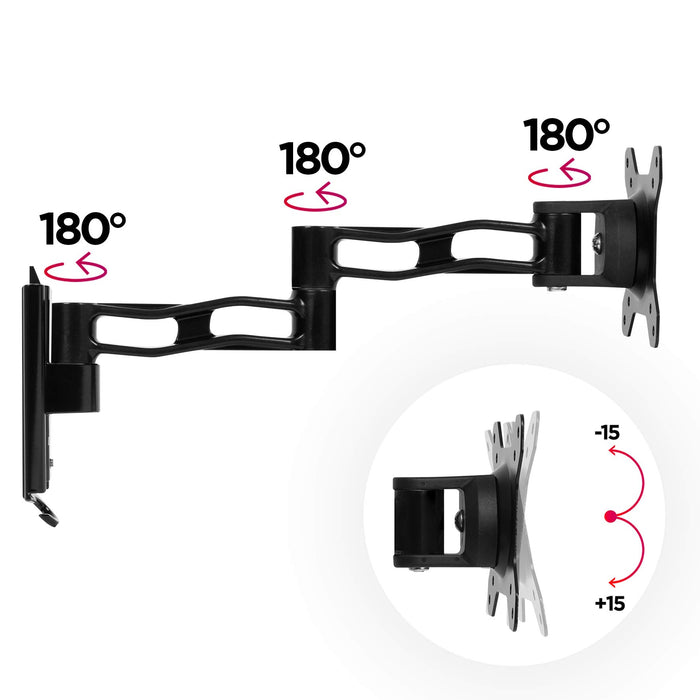 Zoomgoods Monitor Wall Mount DM35W1X3, Single Monitor Arm for One 13-27” PC Screen, Monitor Riser Single, Adjustable Monitor Stand with VESA 75 100, Desk Monitor Mount for Home Office Work