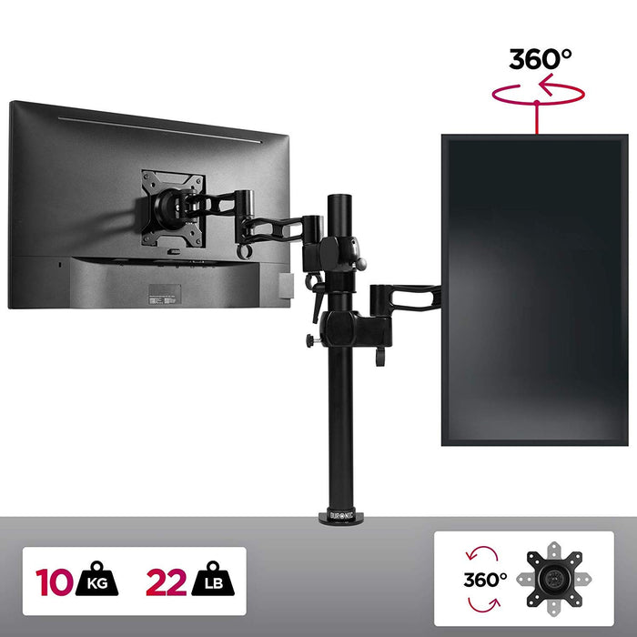 Zoomgoods Monitor Arm Single DM351X3 BK Height Adjustable Monitor Riser Clamp for 13-27” Screens Monitor Stand with VESA 75 100 Desk Monitor Mount with 10kg Capacity for Home Office Work Gaming