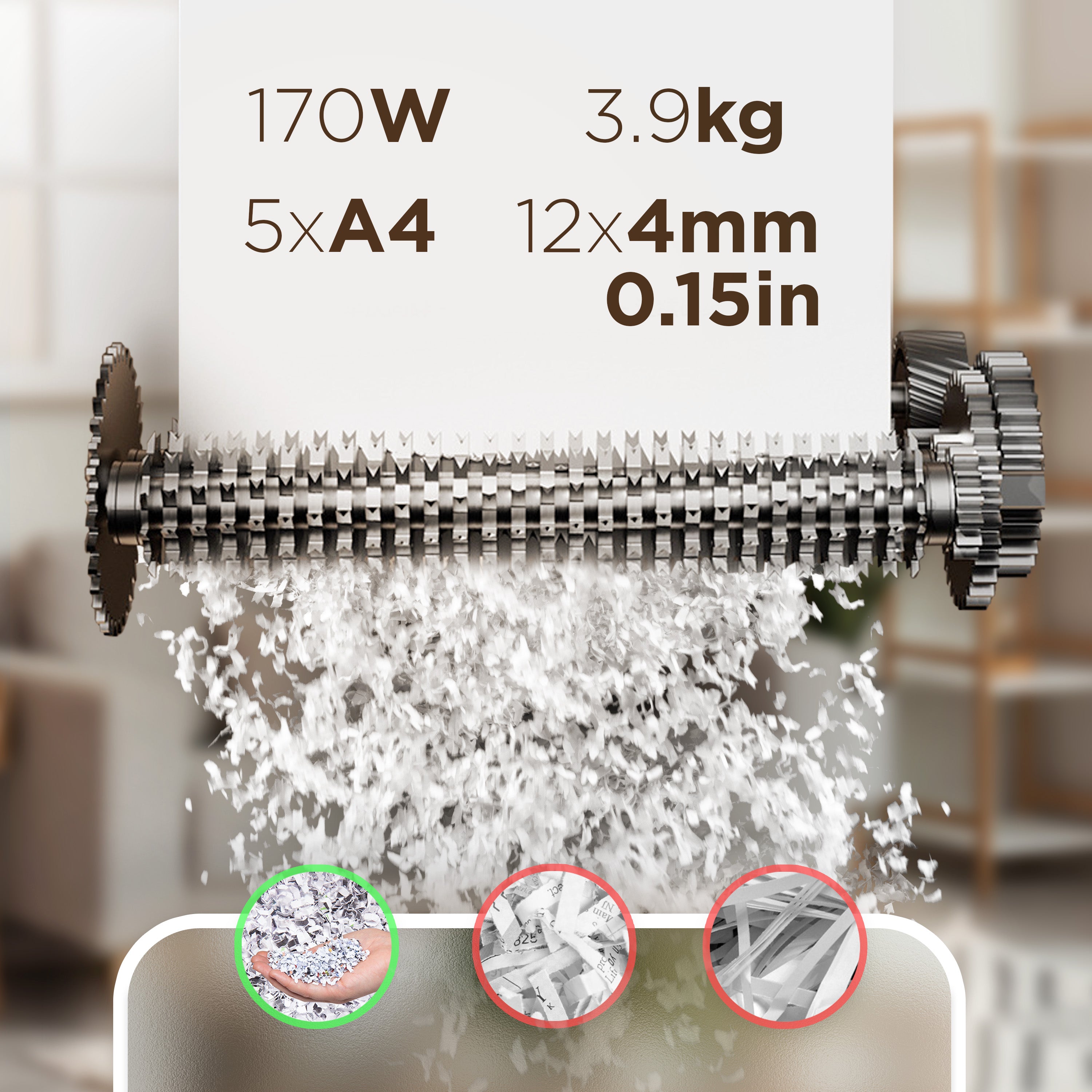 Zoomgoods Micro Cut Paper Shredder PS657, Shred 5 Sheet Heavy Duty Small Mini Electric Shredders, Data Shredding Machine for Home Office Use, Shreds Papers, Credit Cards, Envelopes, Documents - Black P4