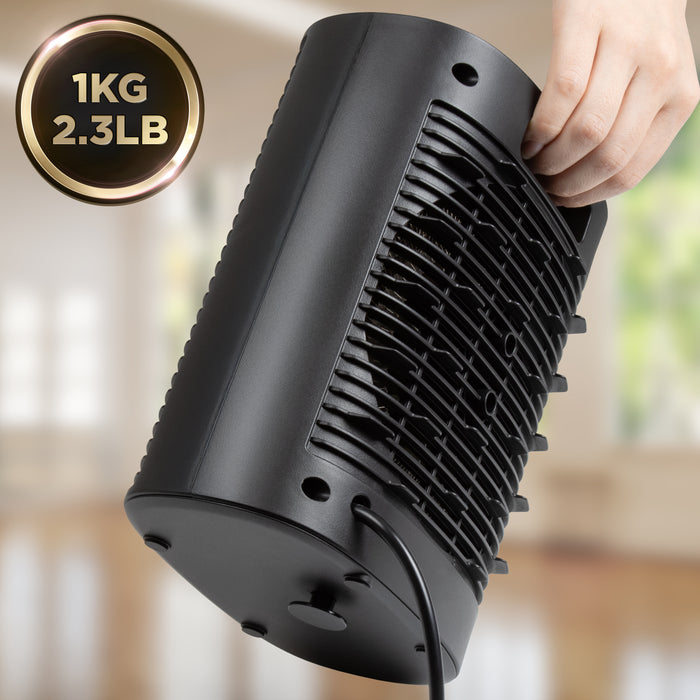 Zoomgoods HV32 BK Electric Fan Heater 2in1 Portable Heater with Fan Compact 2kW Space Heaters Energy Efficient Desk Fans with Adjustable Temperature Thermostat and Safety Features for Home Office BLACK