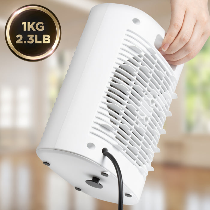 Zoomgoods HV32 WE Electric Fan Heater 2in1 Portable Heater with Fan Compact 2kW Space Heaters Energy Efficient Desk Fans with Adjustable Temperature Thermostat and Safety Features for Home Office WHITE