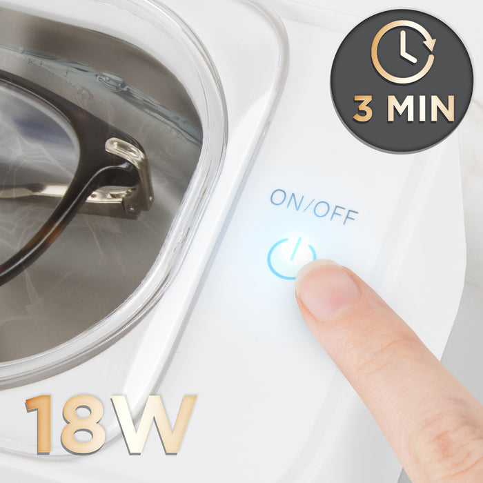 Zoomgoods Ultrasonic Cleaner UC30 Lightweight Jewellery Cleaner with 53KHz Frequency Portable 18W Watch Cleaner Versatile Retainer Cleaner with 300ml Capacity Compact Cleaner for Jewelry Denture Glasses