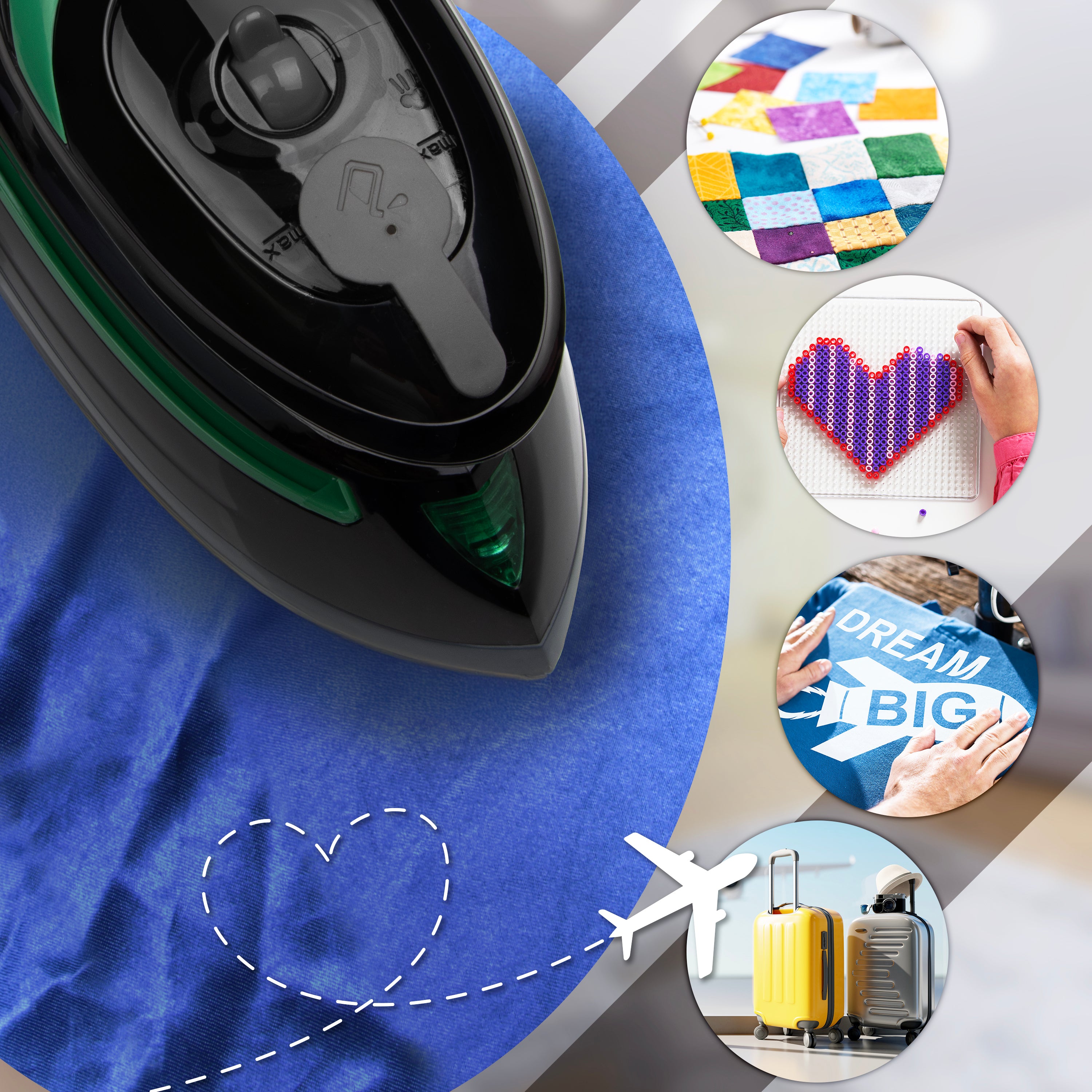 Zoomgoods Travel Iron SI4 BG Portable Steam Irons with Dual Voltage Lightweight Electric Mini Iron with Ceramic Plate 420W Compact Iron for Travelling Sewing & Holidays