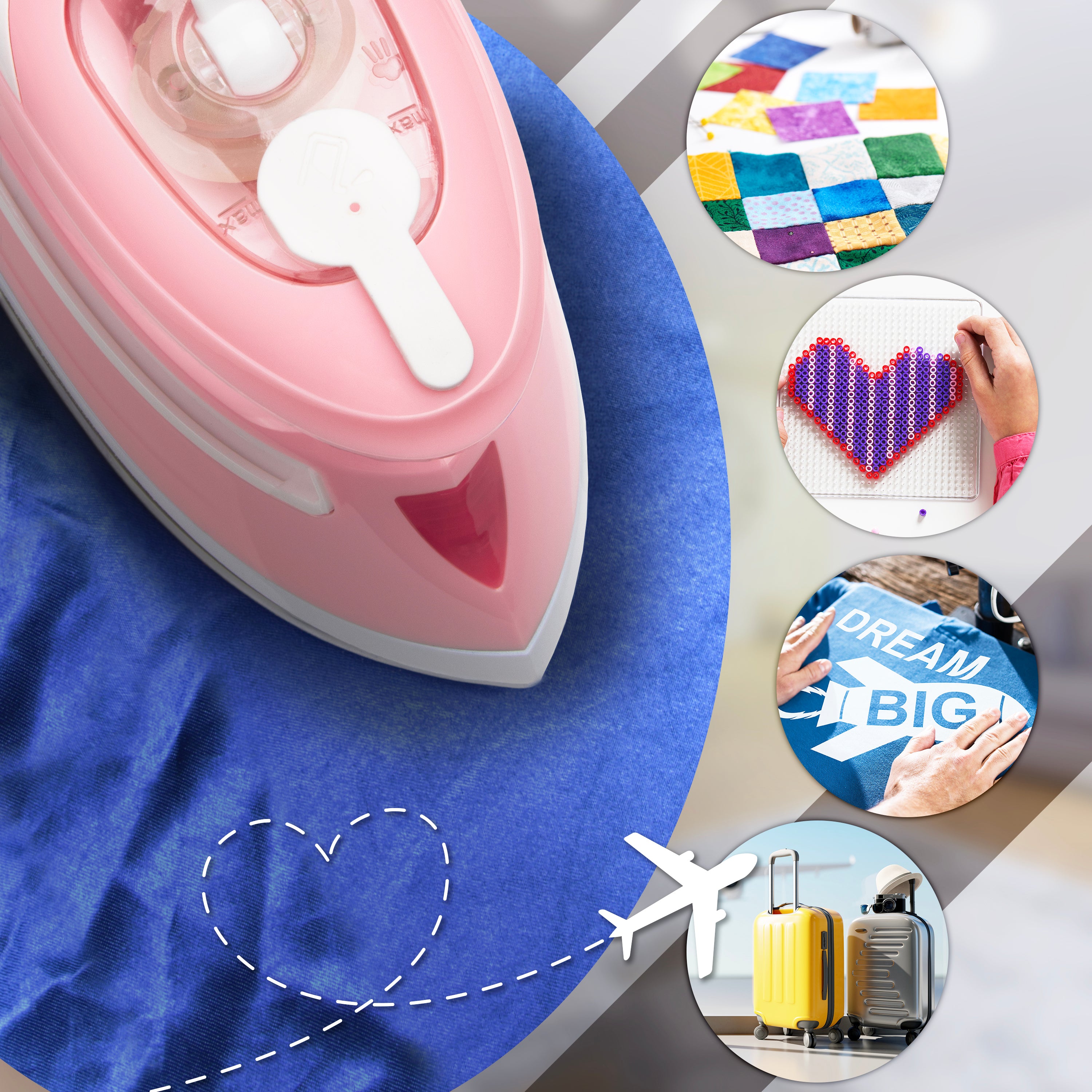 Zoomgoods Travel Iron SI4 PW Portable Steam Irons with Dual Voltage Lightweight Electric Mini Iron with Ceramic Plate 420W Compact Iron for Travelling Sewing & Holidays