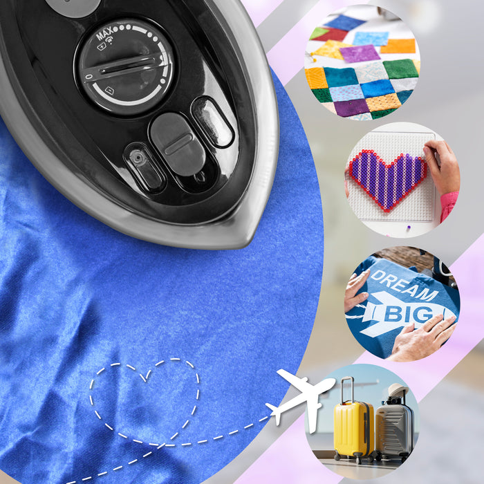 Zoomgoods Travel Iron SI3 BK Mini Irons, 35ml Tank, Steam Iron, 400W Lightweight Portable Ironing, Compact, Variable Heat Settings For Holiday Quilting Patchwork Applique Craft