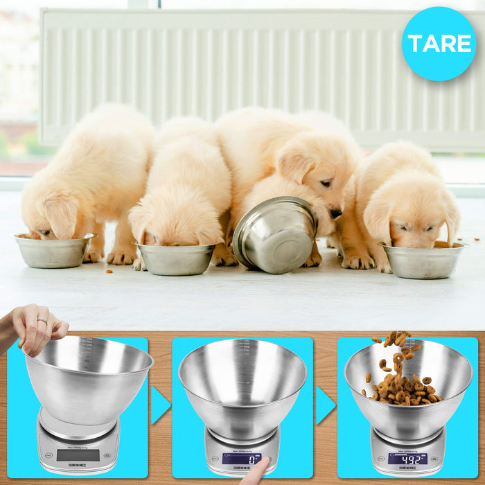 Zoomgoods Digital Kitchen Scale KS5000 SR/SS Kitchen Scales with Bowl, Weighing Scale, Baking Scale for Cooking Baking Pet Food Postal, Food Scale Weight Scale, Electronic Scale with Backlit LCD Display