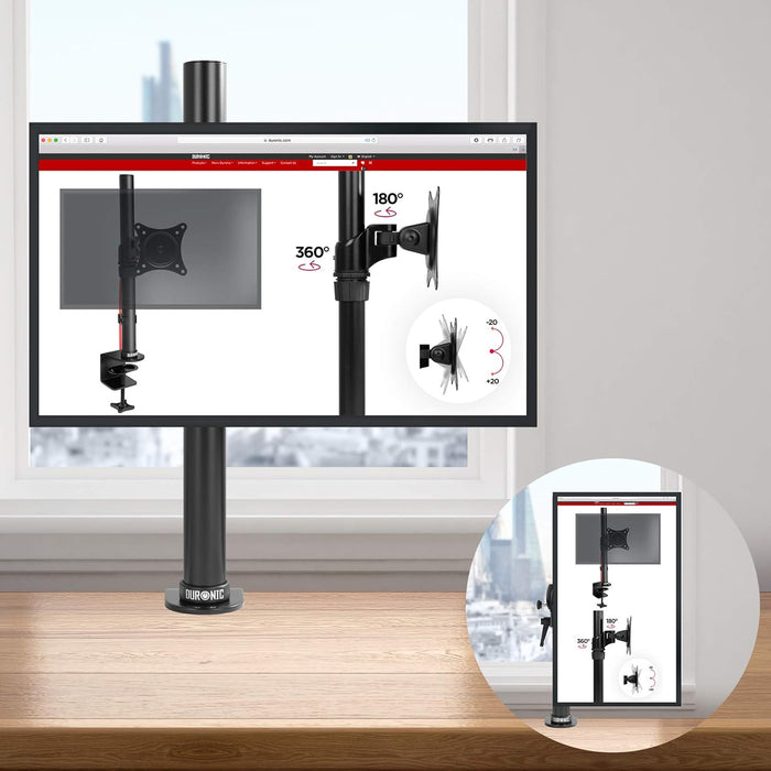 Zoomgoods Monitor Arm Single DM351X1, Single Monitor Arm Stand for One 13-27” PC Screen, Monitor Stand with VESA 75 100, Desk Monitor Mount with 10kg Capacity for Home Office Work