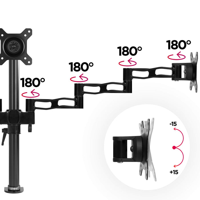 Zoomgoods Triple Monitor Arm Stand DM353, Triple Monitor Stand Adjustable PC Desk Mount for 13-22” Screens 3 Monitor Mount with VESA 75 100 and 8kg Capacity for Home Office Work