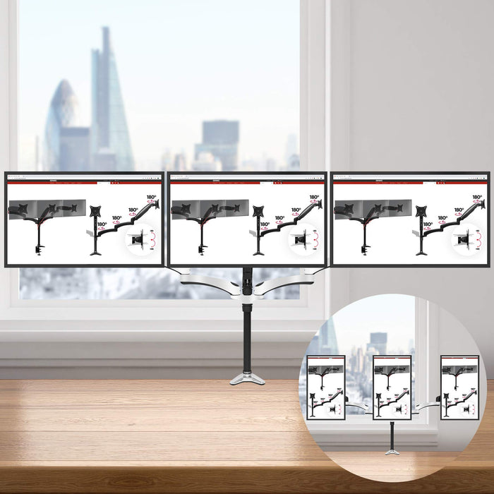 Zoomgoods Monitor Arm Stand DM652 | Dual Gas-Powered PC Desk Mount | BLACK | Height Adjustable | For Two 15-27 LED LCD Screens | VESA 75/100 | 8kg Capacity | Tilt -90°/+85°,Swivel 180°,Rotate 360°