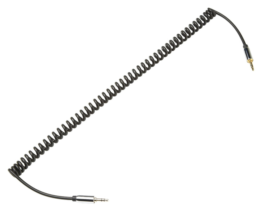 Zoomgoods 1M Aux Audio Cable | 3.5mm Male-to-Male Jacks | Coiled Auxiliary Lead that Extends to 1 Metre | Extendable Cable for Music, Headphones, Tablets, MP3 Players, Smartphones, Car Headphones