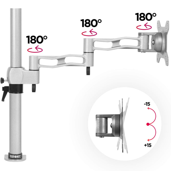 Zoomgoods Monitor Arm Single DM351X3 SR Height Adjustable Monitor Riser Clamp for 13-27” Screens Monitor Stand with VESA 75 100 Desk Monitor Mount with 10kg Capacity for Home Office Work Gaming