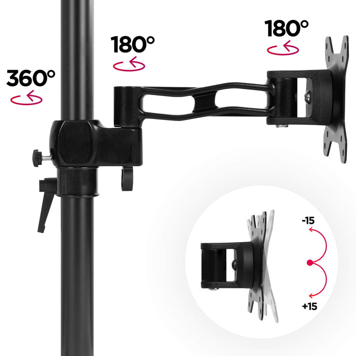 Zoomgoods Monitor Arm Single DM351X2 Height Adjustable Monitor Riser Clamp for 13-27” Screens Monitor Stand with VESA 75 100 Desk Monitor Mount with 10kg Capacity for Home Office Work Gaming