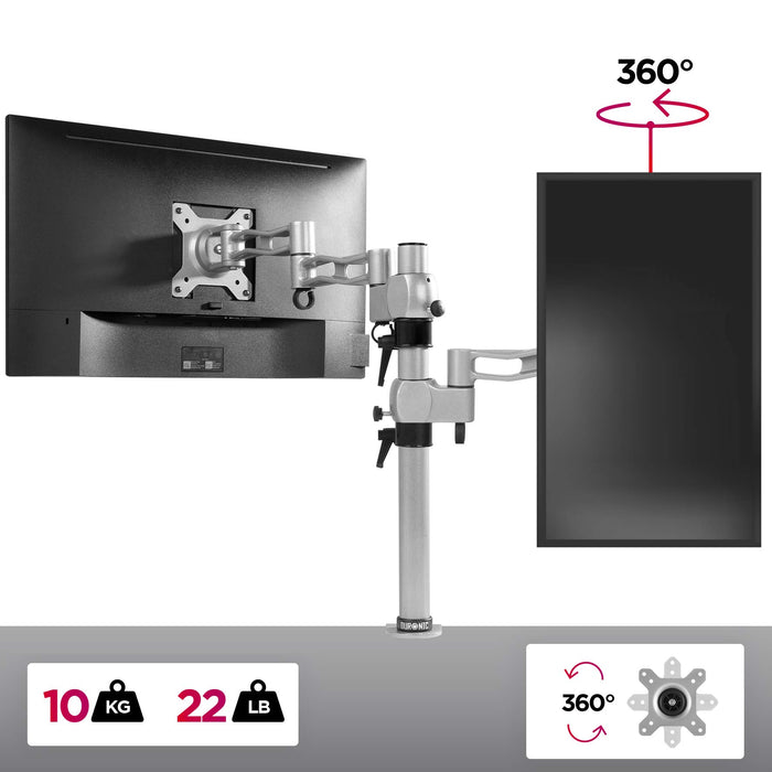 Zoomgoods Monitor Arm Single DM351X3 SR Height Adjustable Monitor Riser Clamp for 13-27” Screens Monitor Stand with VESA 75 100 Desk Monitor Mount with 10kg Capacity for Home Office Work Gaming