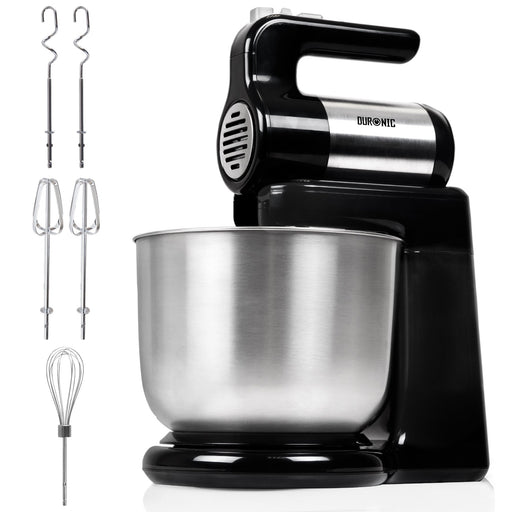 Zoomgoods Stand & Hand Mixer SM3, Mixer for Baking, 300W Hand Held Mixer Stand with 5 Accessories, Free Standing Food Mixer for Bread, Cakes & Doughs