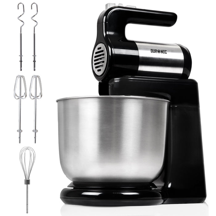 Zoomgoods Stand & Hand Mixer SM3, Mixer for Baking, 300W Hand Held Mixer Stand with 5 Accessories, Free Standing Food Mixer for Bread, Cakes & Doughs