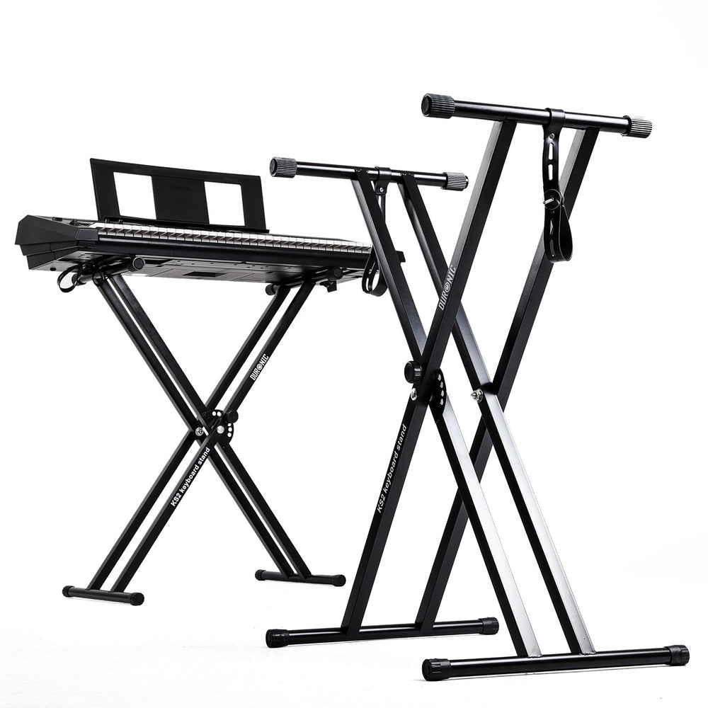Zoomgoods Keyboard Stand KS2B, Twin Height Adjustable X Frame Piano Stands for Digital Piano & Electric keyboards, Folding Music Stand for Piano, DJ Controller