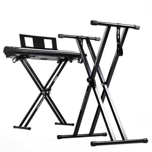 Zoomgoods Keyboard Stand KS2B, Twin Height Adjustable X Frame Piano Stands for Digital Piano & Electric keyboards, Folding Music Stand for Piano, DJ Controller