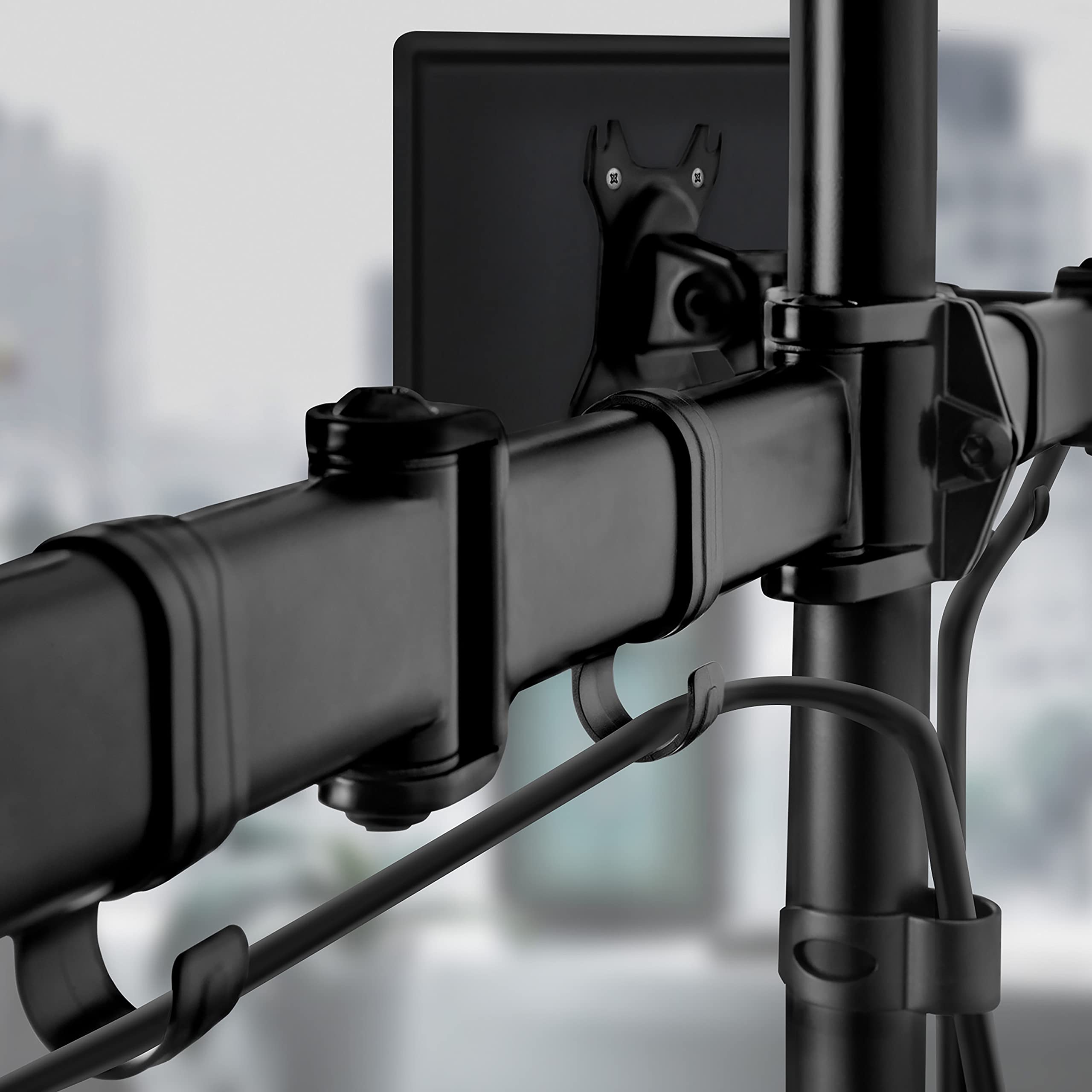 Zoomgoods Dual Monitor Arm Stand Desk Mount DM25D2, For Two 13-27 Inch LED LCD PC Computer or TV Screens, Freestanding Double Bracket, Tilt Swivel Rotate - Black