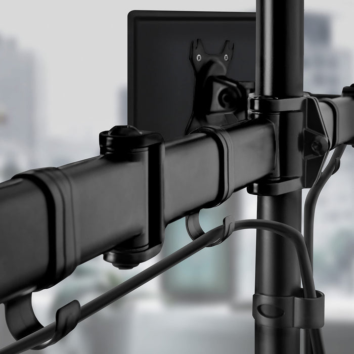 Zoomgoods Dual Monitor Arm Stand Desk Mount DM25D2, For Two 13-27 Inch LED LCD PC Computer or TV Screens, Freestanding Double Bracket, Tilt Swivel Rotate - Black