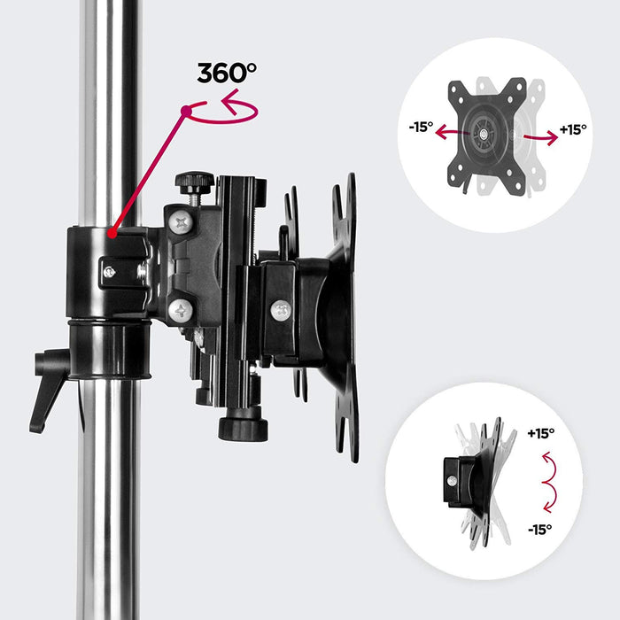 Zoomgoods Computer Monitor Arms Stand DM754 Quadruple Freestanding PC Multi Arms Desk Mount Stands for VESA 75/100 Four 15-24 Inch LED LCD Screens 8kg Capacity Mounts, Tilt -15/+15, Rotate 360 - Black